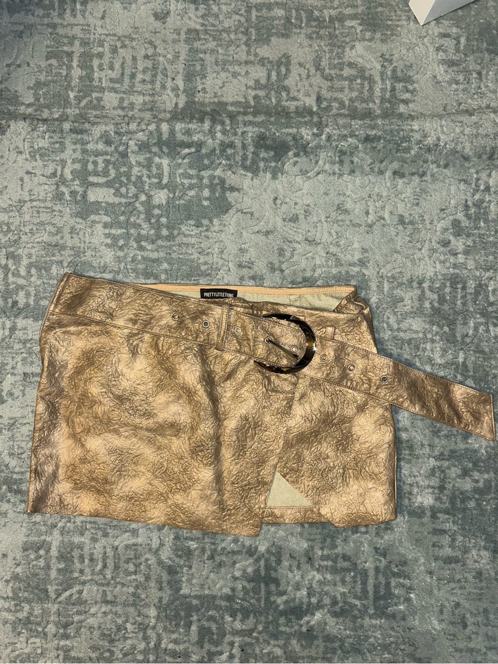 Metallic Gold Mini Skirt with Belt